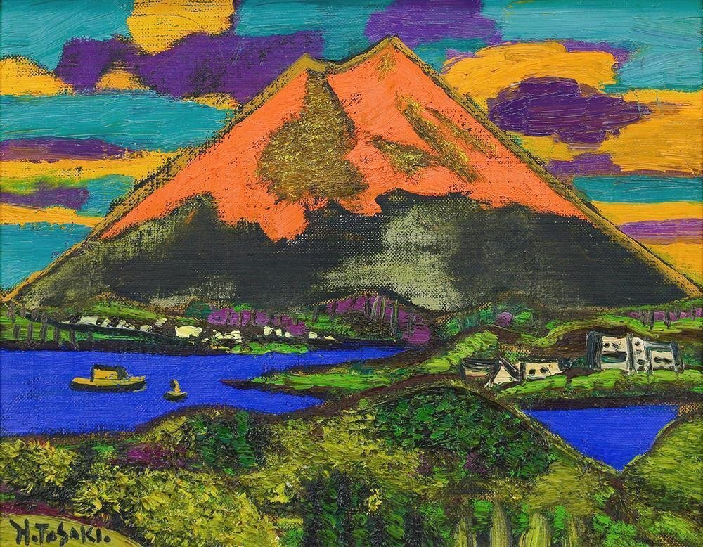 真作】【WISH】田崎広助「赤富士」リトグラフ 8号大 〇文化勲章 日本芸術