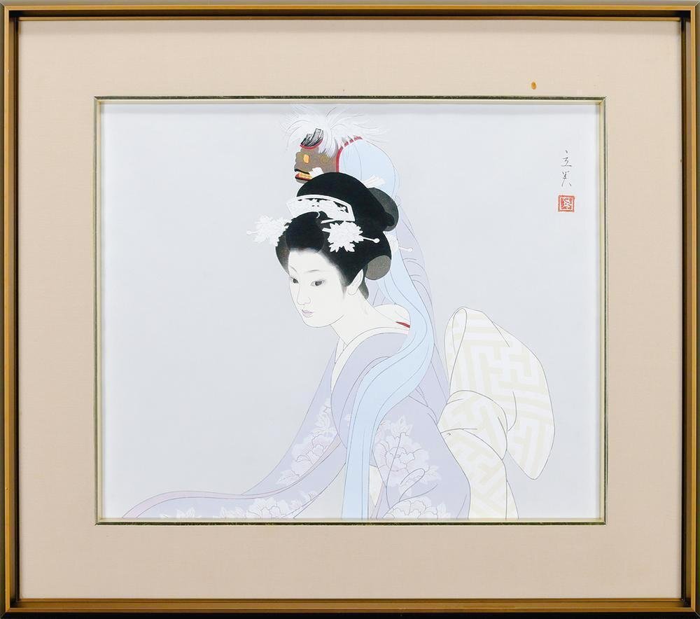 志村立美 涼 ジグレー 日本画 美人画 F10 保証書付 志村立美 涼