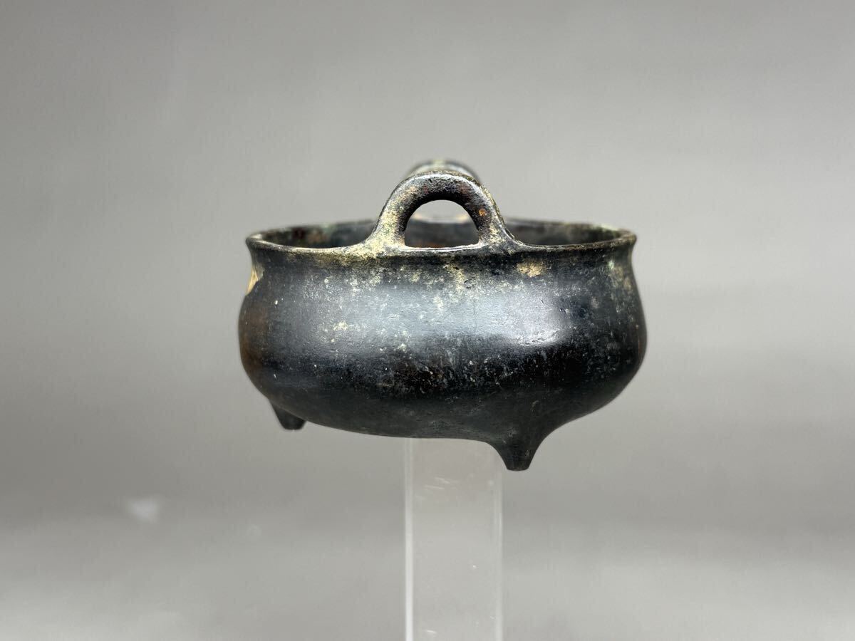 中国 大明宣徳年製 古銅 三足沖耳爐 香炉 時代箱付 M R9196 中国 大明