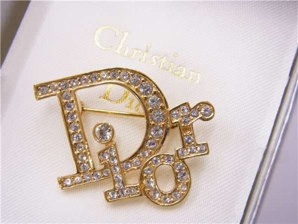 ◎ Christian Dior ◎ ディオール ブローチ Diorロゴ ラインストーン
