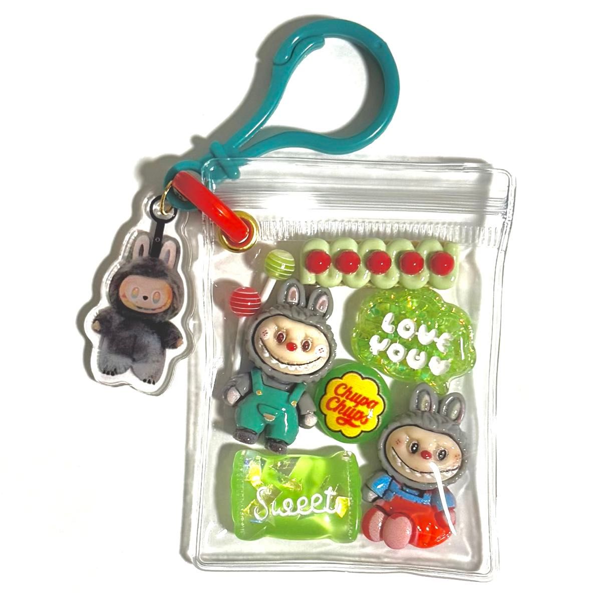 キャンディバッグ キーホルダー ガチャ詰めポーチ風 緑ラブブ｜Yahoo