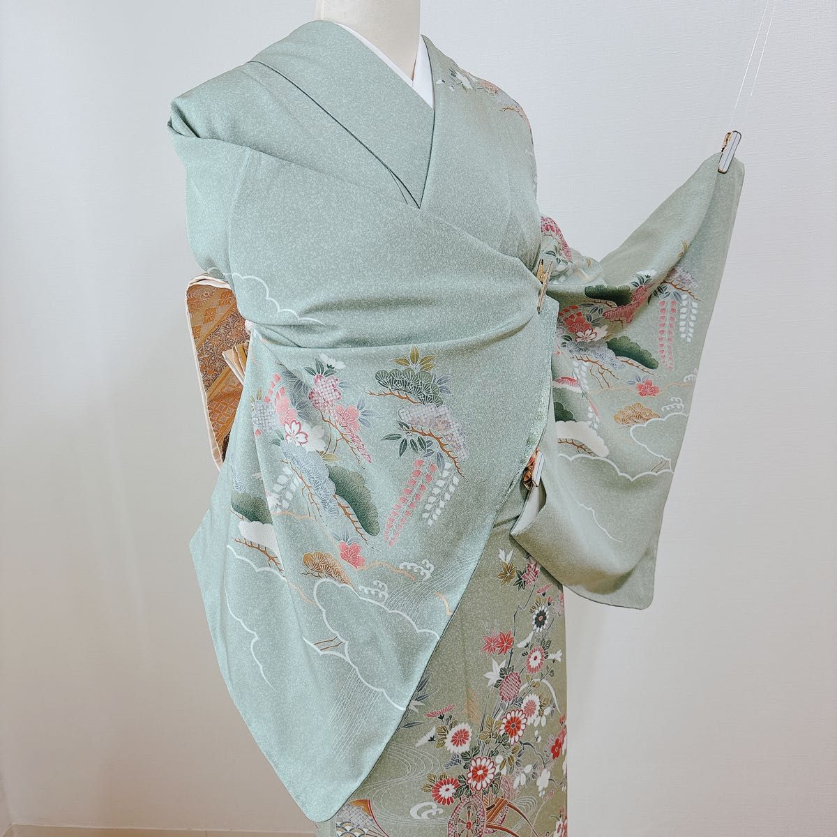 豪華 振袖 袋帯 帯揚げ 帯締め 紺 丸ぐけ 帯締め 単品「紺 エンブレム