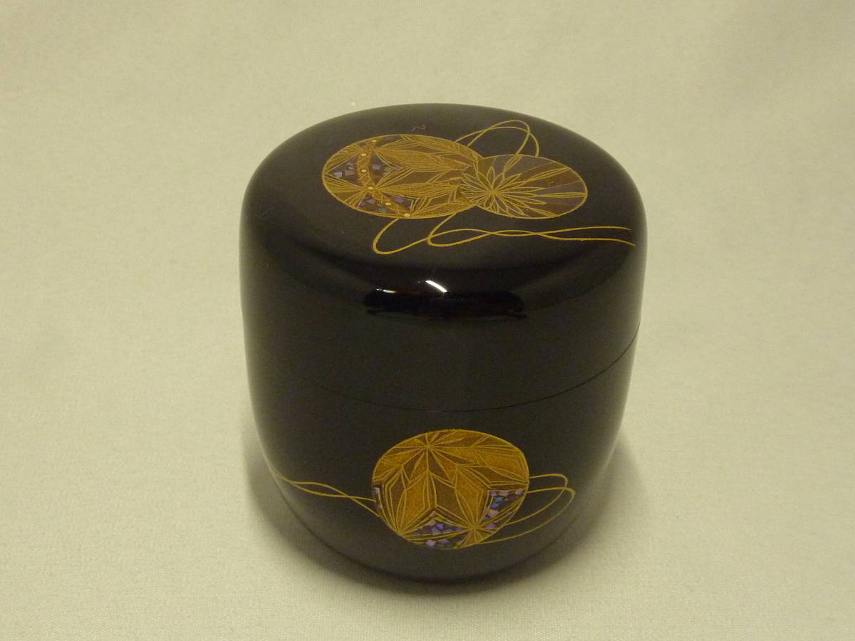 茶道具】池瑞秀斎作 大棗 華甲記念 而妙斎好写若竹蒔絵