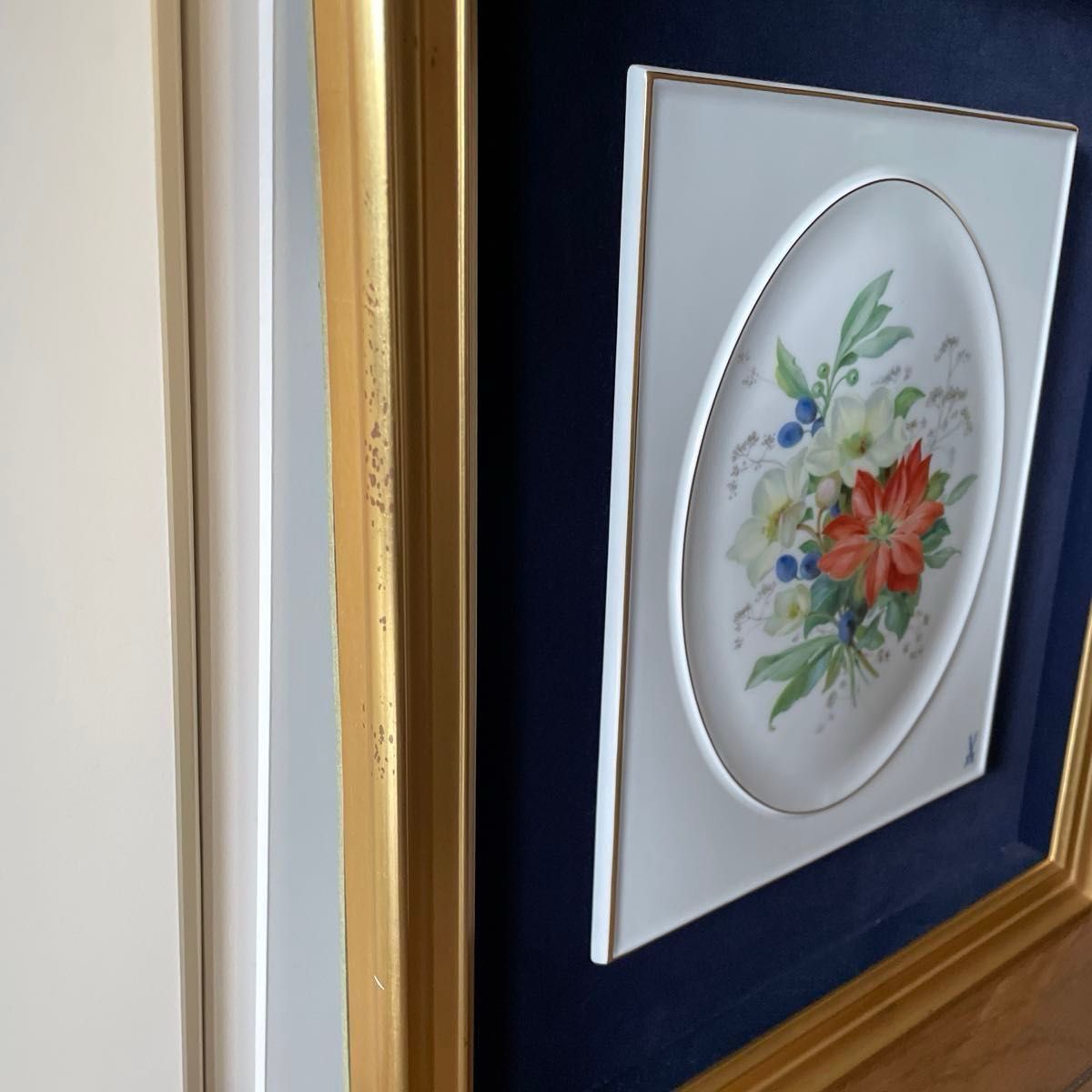 美品・四季の花「WINTER」・陶板画・額42cm×38cm・画25cm×21cm