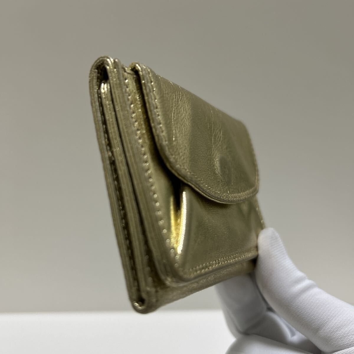 ANTONINI アントニーニ ミニ 三つ折り財布 ゴールド コンパクト 本革