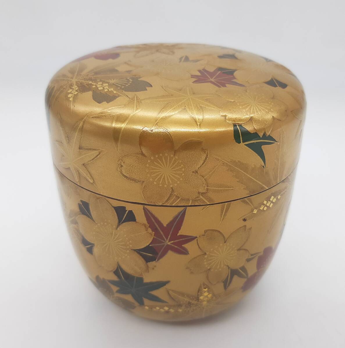 一后一兆 雲錦蒔絵 中棗 茶入 茶道具 □2100-3