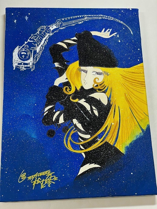 F4号油彩画 直筆 松本零士「銀河鉄道999 メーテル」豪華額縁：絵画