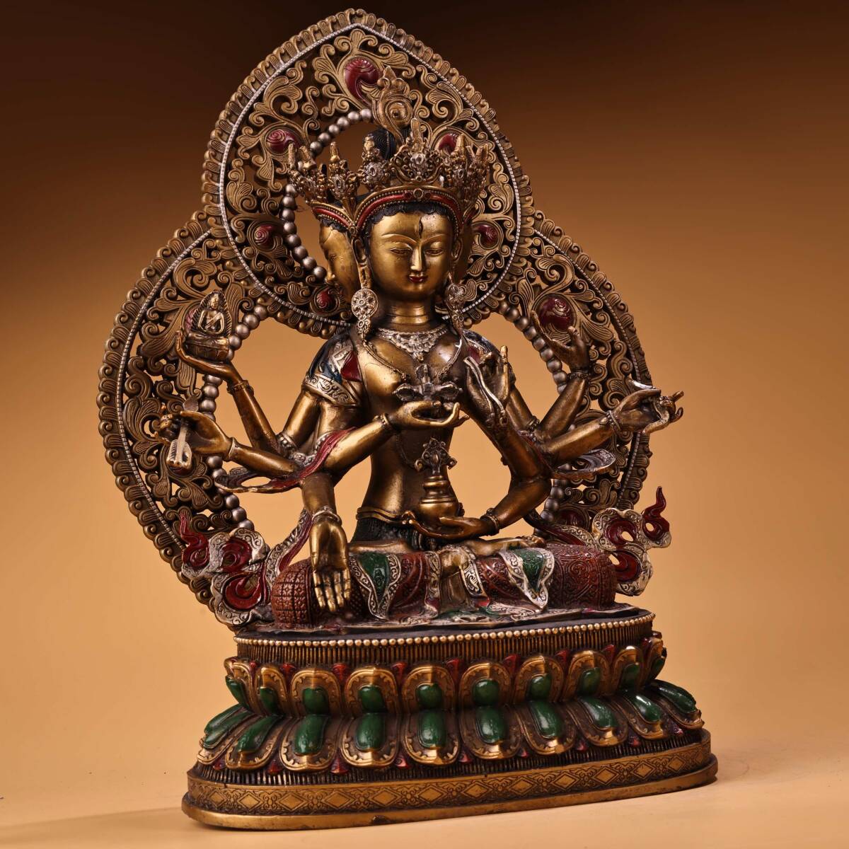 N① 仏像 ①N 希少珍品 貴重 銅製 彩絵 尊勝仏母（そんしょうぶつも）