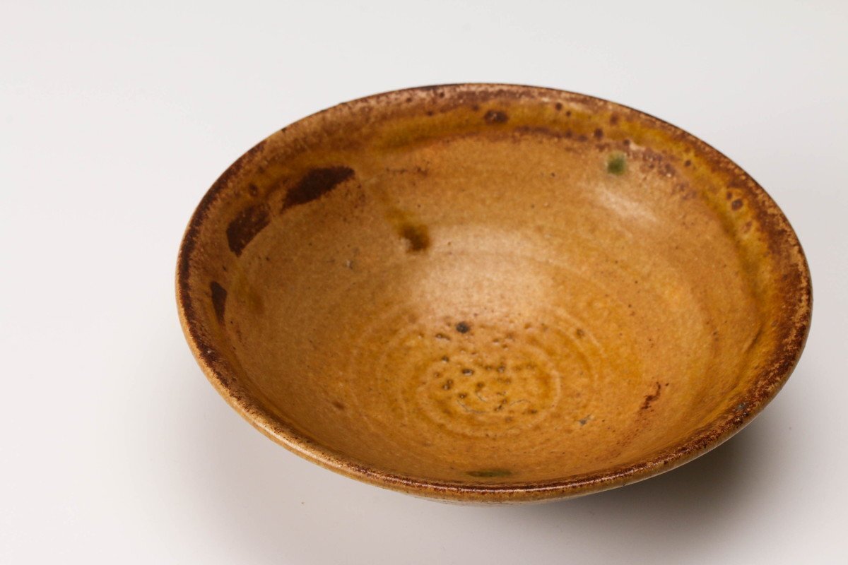 黄瀬戸平茶碗 古瀬戸 伝世品 共箱 研究家識