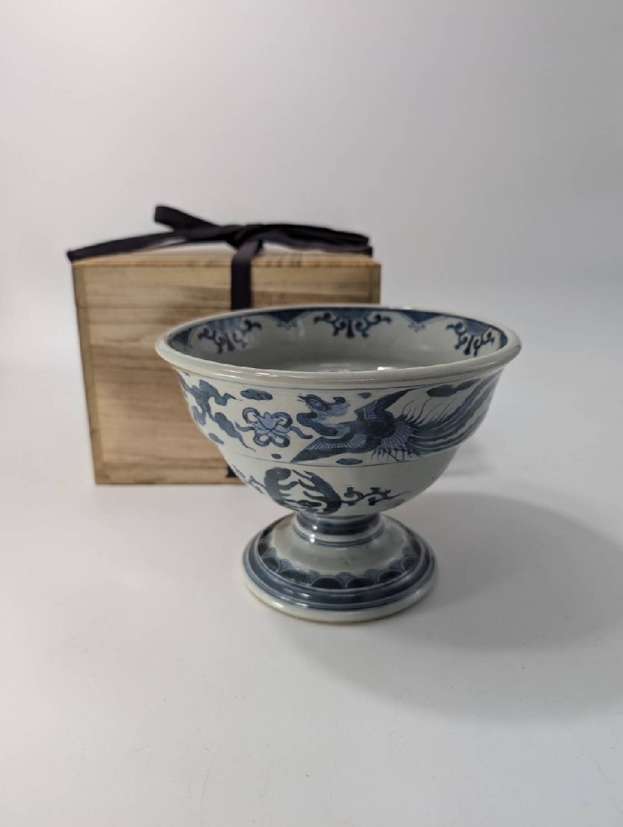 江戸期 湖東焼 染付 龍鳳凰唐草図 大鉢 鉢 彦根藩 滋賀