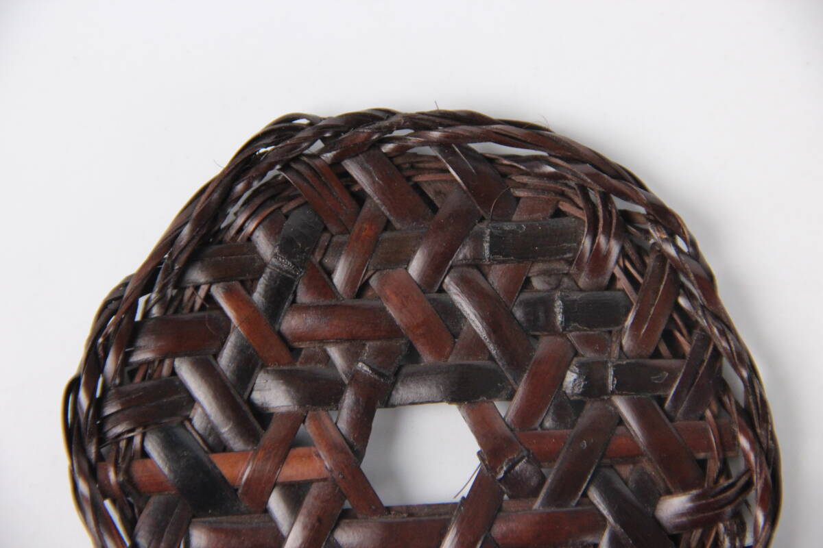 日本茶道具 鈴木 正々斎 造 竹編 亀甲 煎茶敷 幅8.5cm 共箱