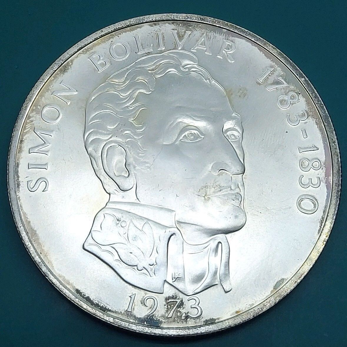 パナマ 1973 20バルボア銀貨 プルーフ Simon Bolivar □1960 1973年