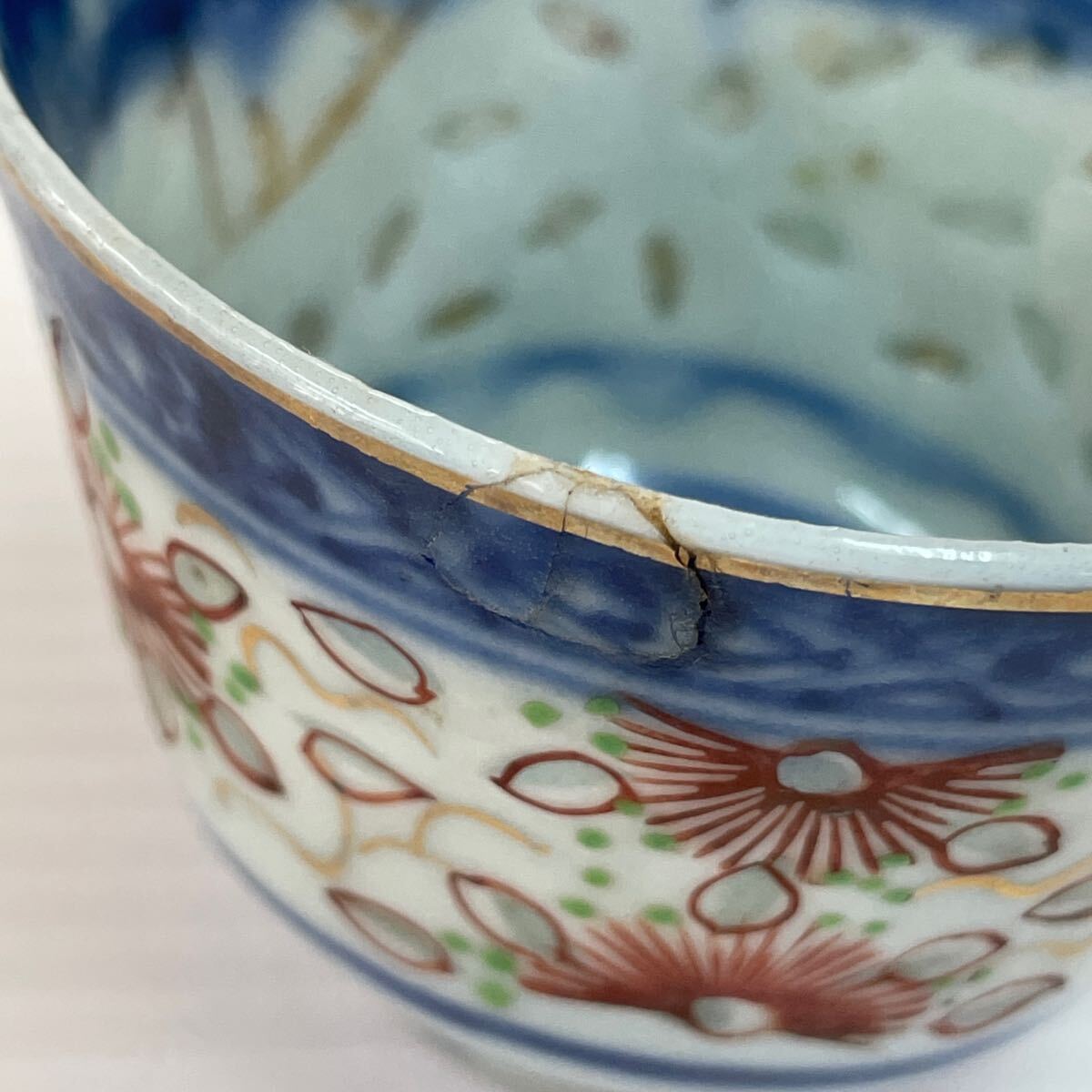 中国美術 煎茶碗 玩玉手 青花 染付 茶盃 茶杯 茶器 六客 唐物 古玩 粉