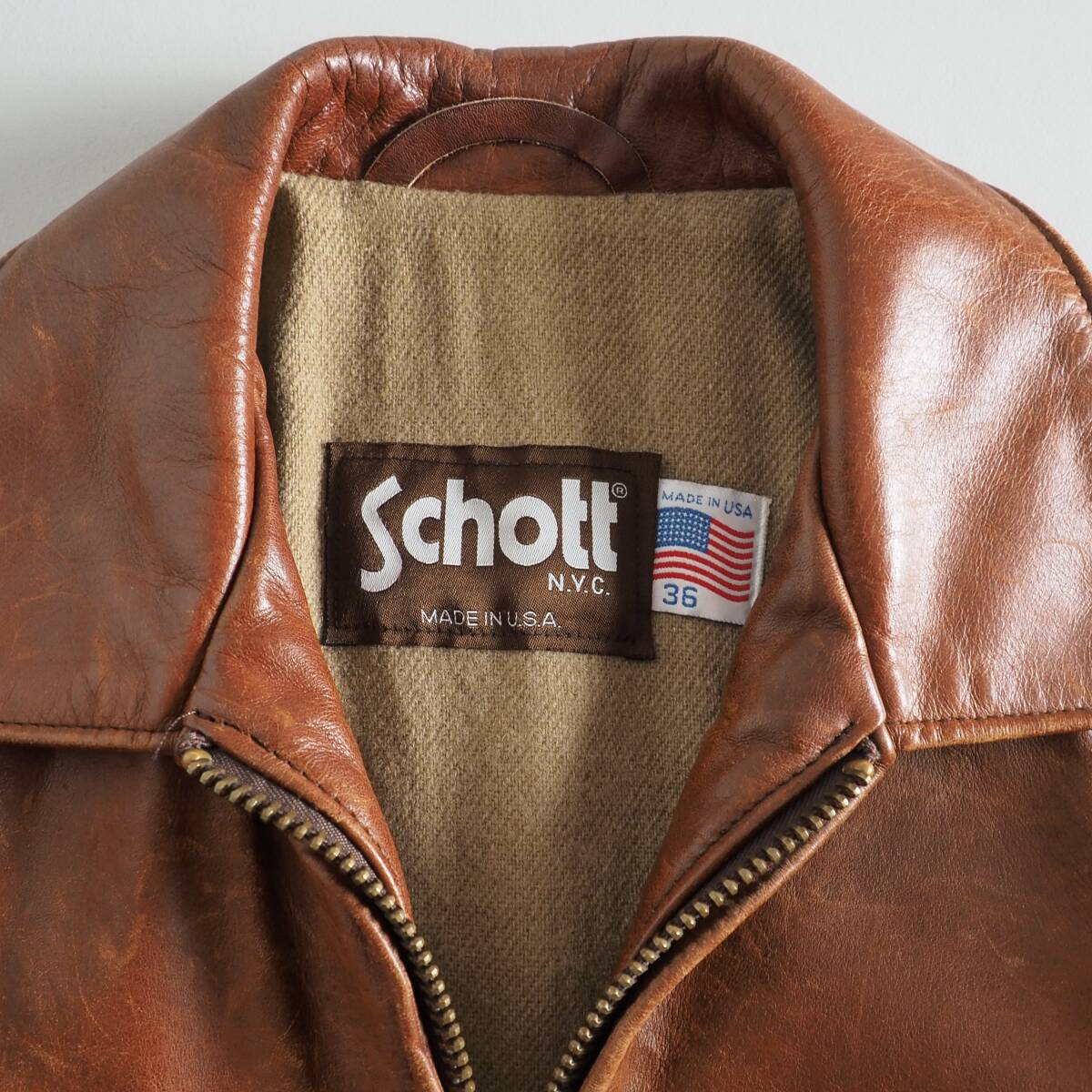 Schott ショット サイズ36 USA製 レザージャケット ブラウン 美品 メンズ