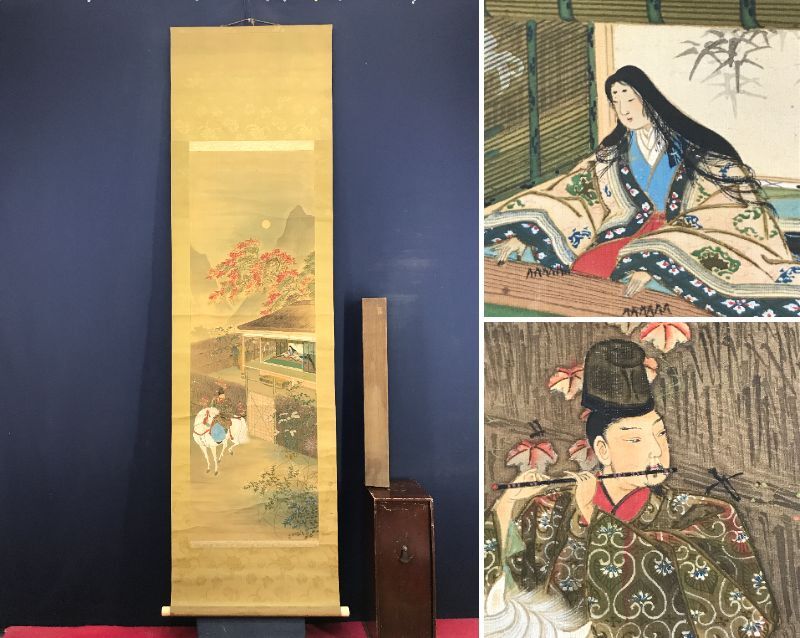 真作/作者不詳/伊勢物語図/人物図/掛軸☆宝船☆AJ-957