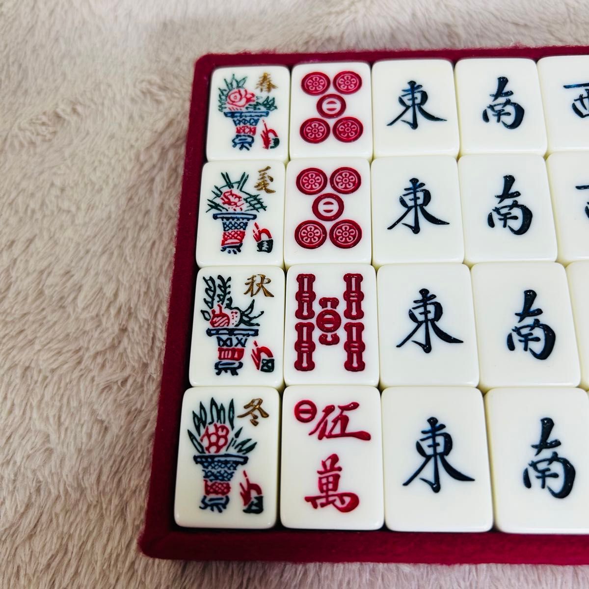 ほぼ未使用】ミズノ丸一麻雀牌 金文字花牌 昭和レトロ 高級牌 背黄