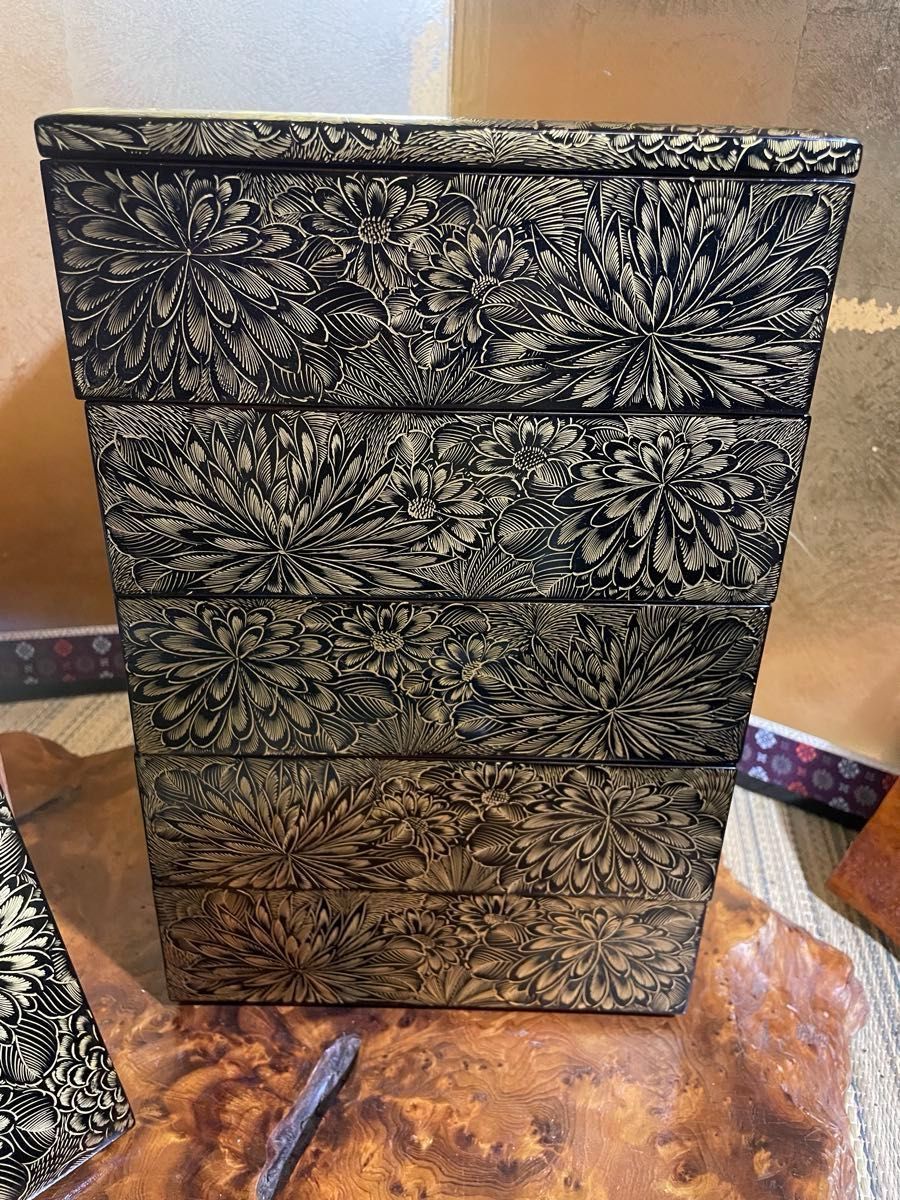 特選輪島塗 総菊五段重箱 元箱入り 特選 輪島塗漆器 うるし 漆器 重箱