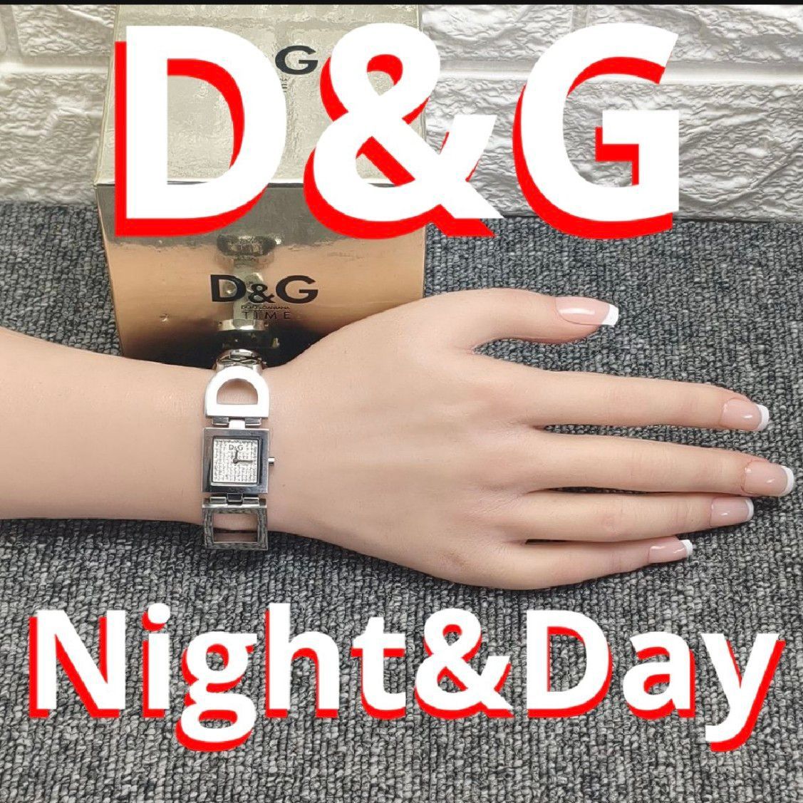 動作品 D&G シルバー アナログ腕時計 ダイヤモンド 腕時計 ドルチェ