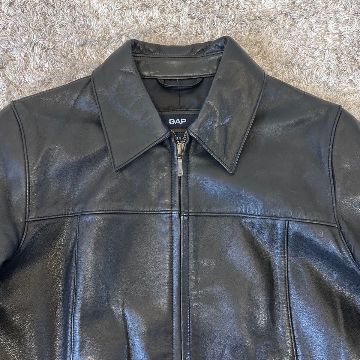 OLD GAP ギャップ 本革 襟付き シングルライダース レザージャケット