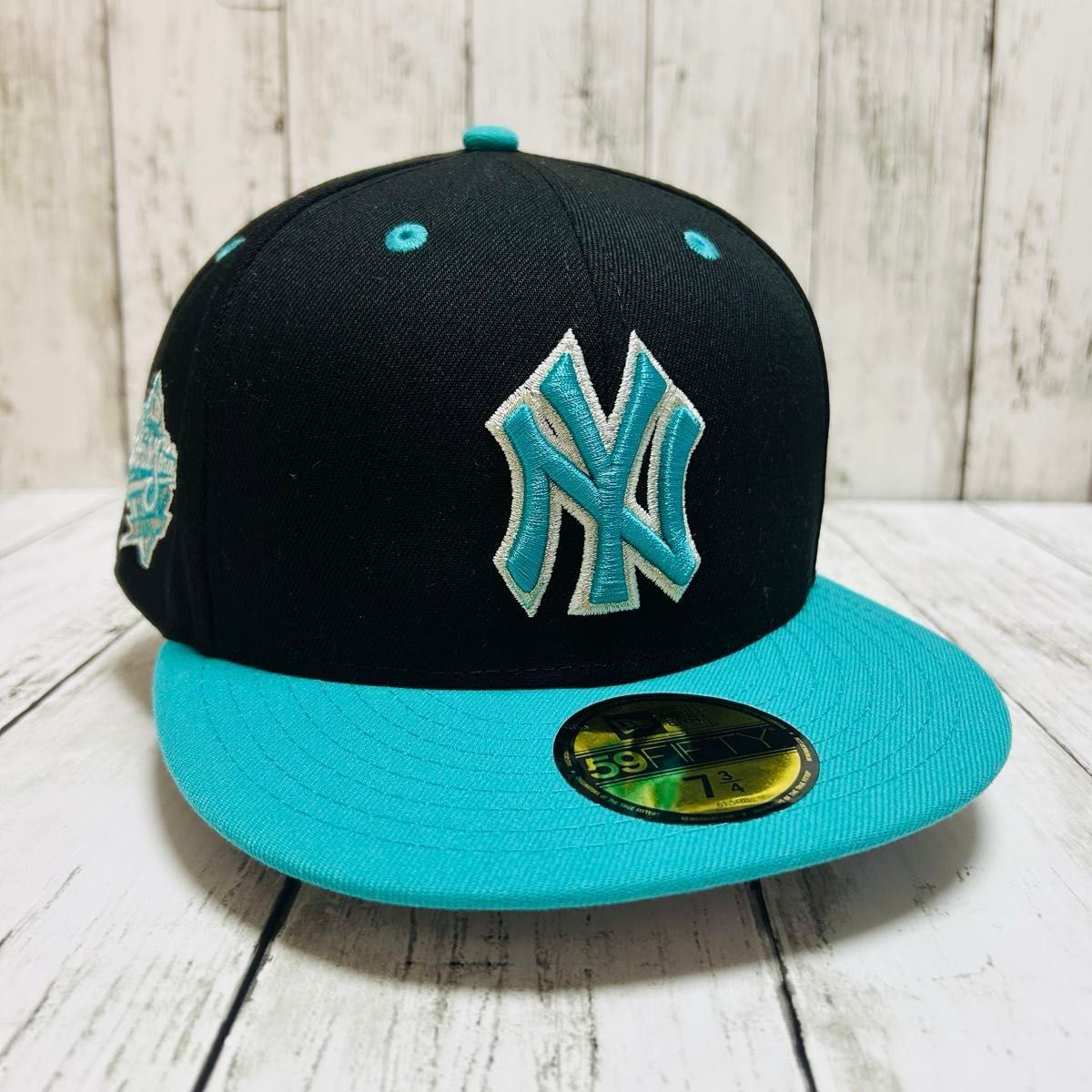美品】NEWERA MLB ニューヨーク・ヤンキース59FIFTY ターコイズブルー