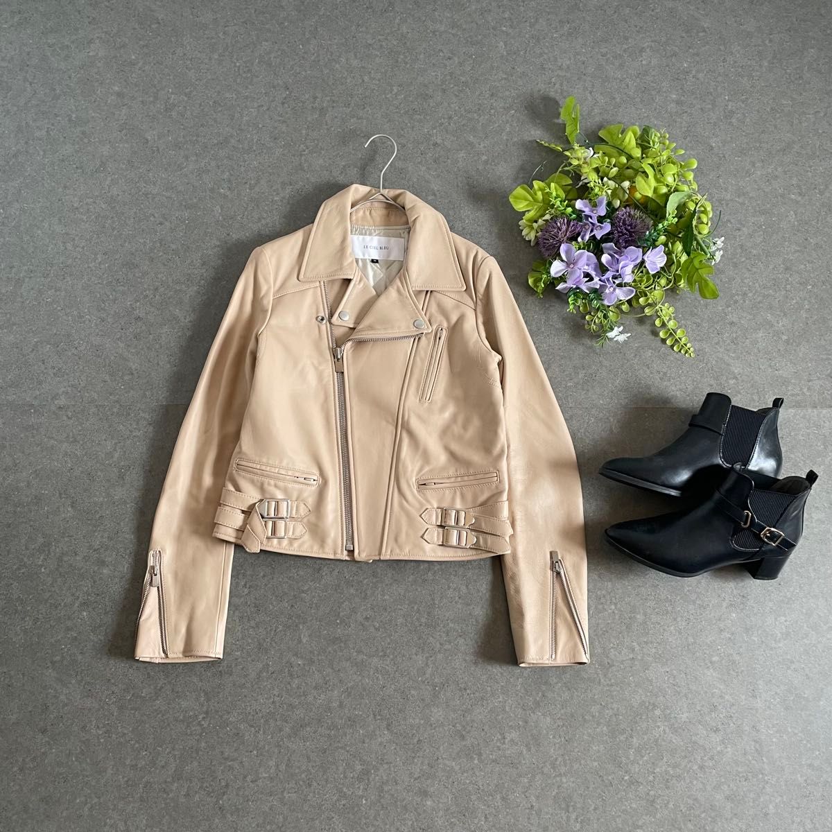 ルシェルブルー ダブルライダースジャケット ラムレザー ジップアップ