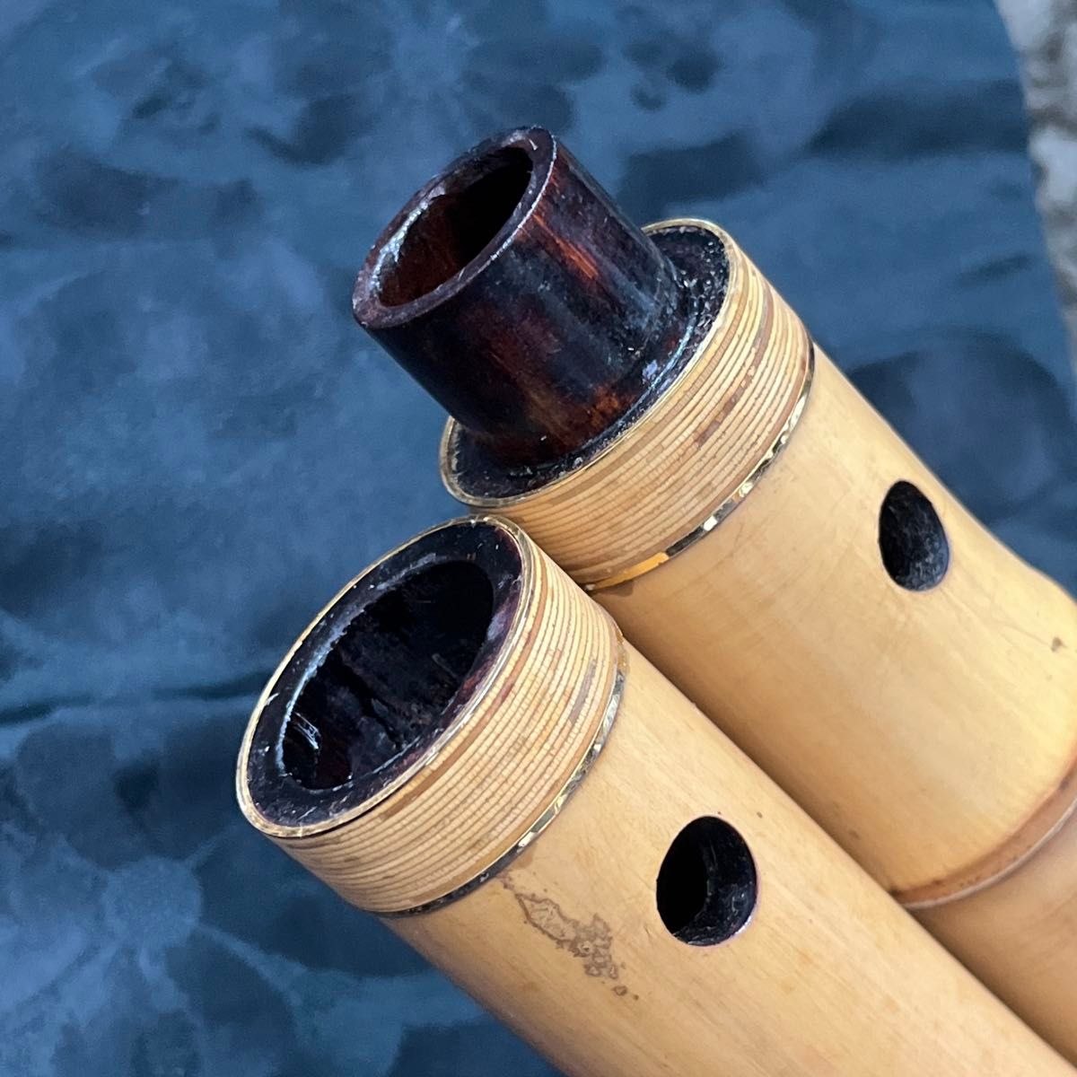 尺八 琴古流 在銘 二印 二尺管 7孔 籐巻き 銀