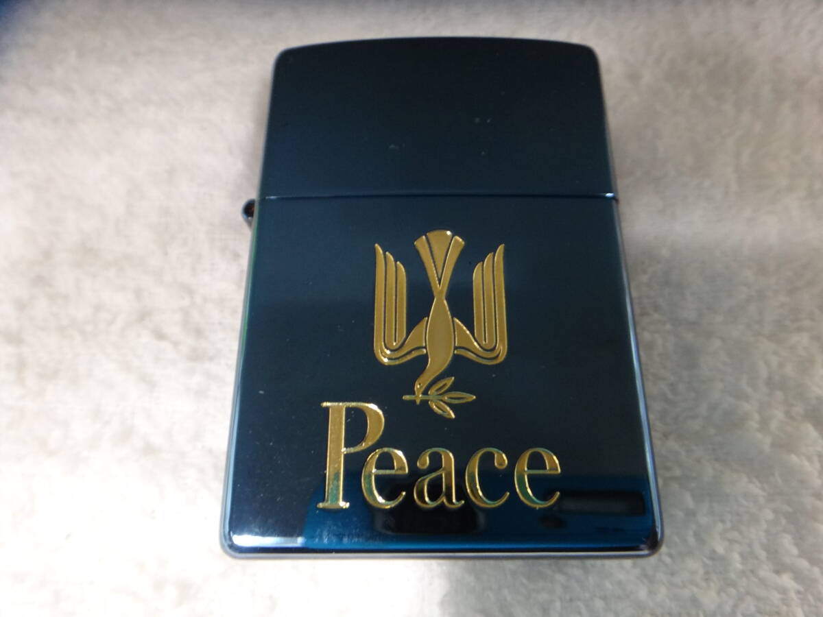 ジッポー、ライター、ピース、ブルーチタン 美品zippo ジッポ ライター