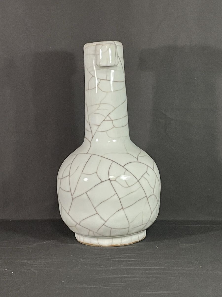 故宮】哥窯 氷裂紋貫耳瓶 宋代 故宮保管委員会 約H30W17cm 中国古玩