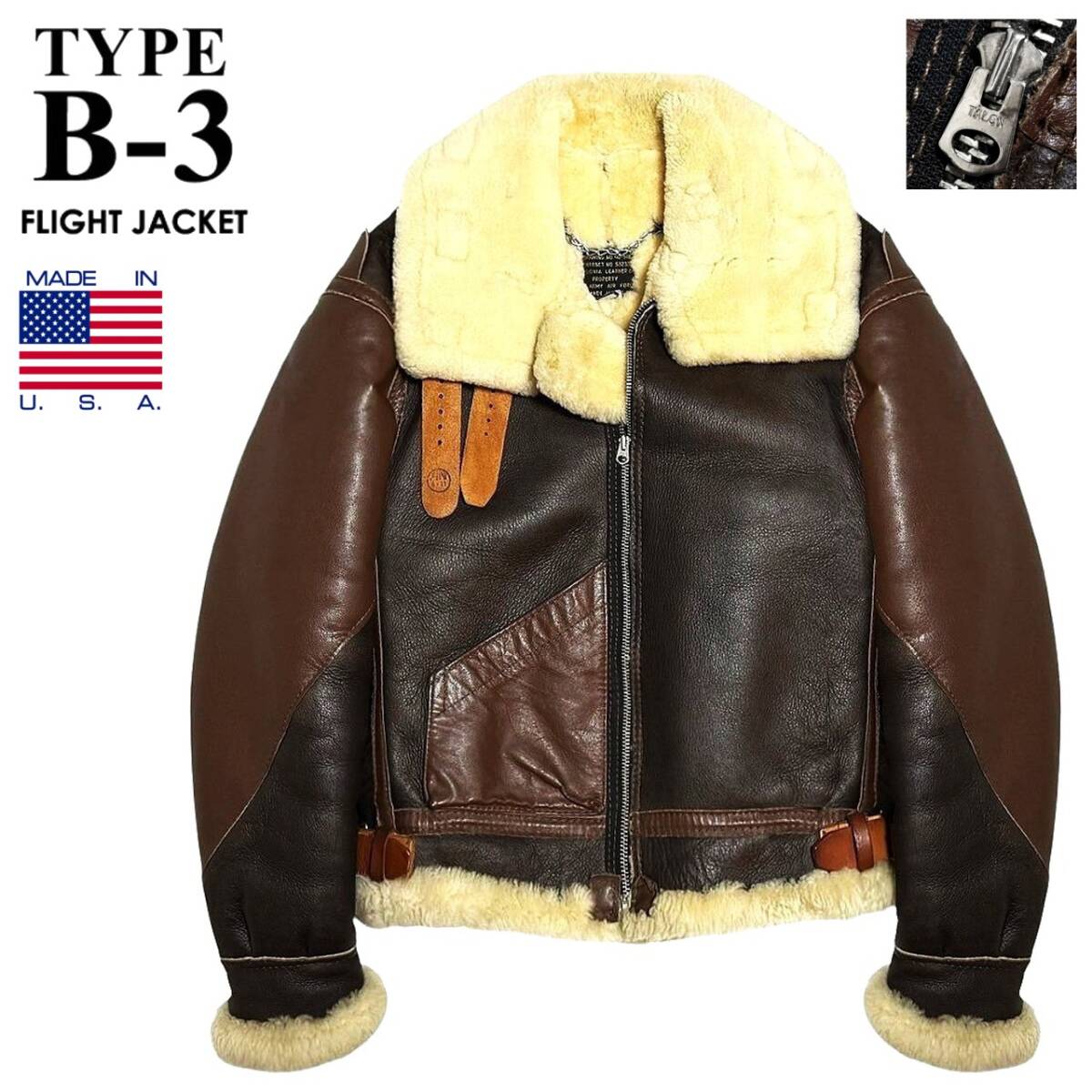 希少 美品 USA製 INSIGNIA LEATHER 大戦 WW2 TYPE B-3 ムートン