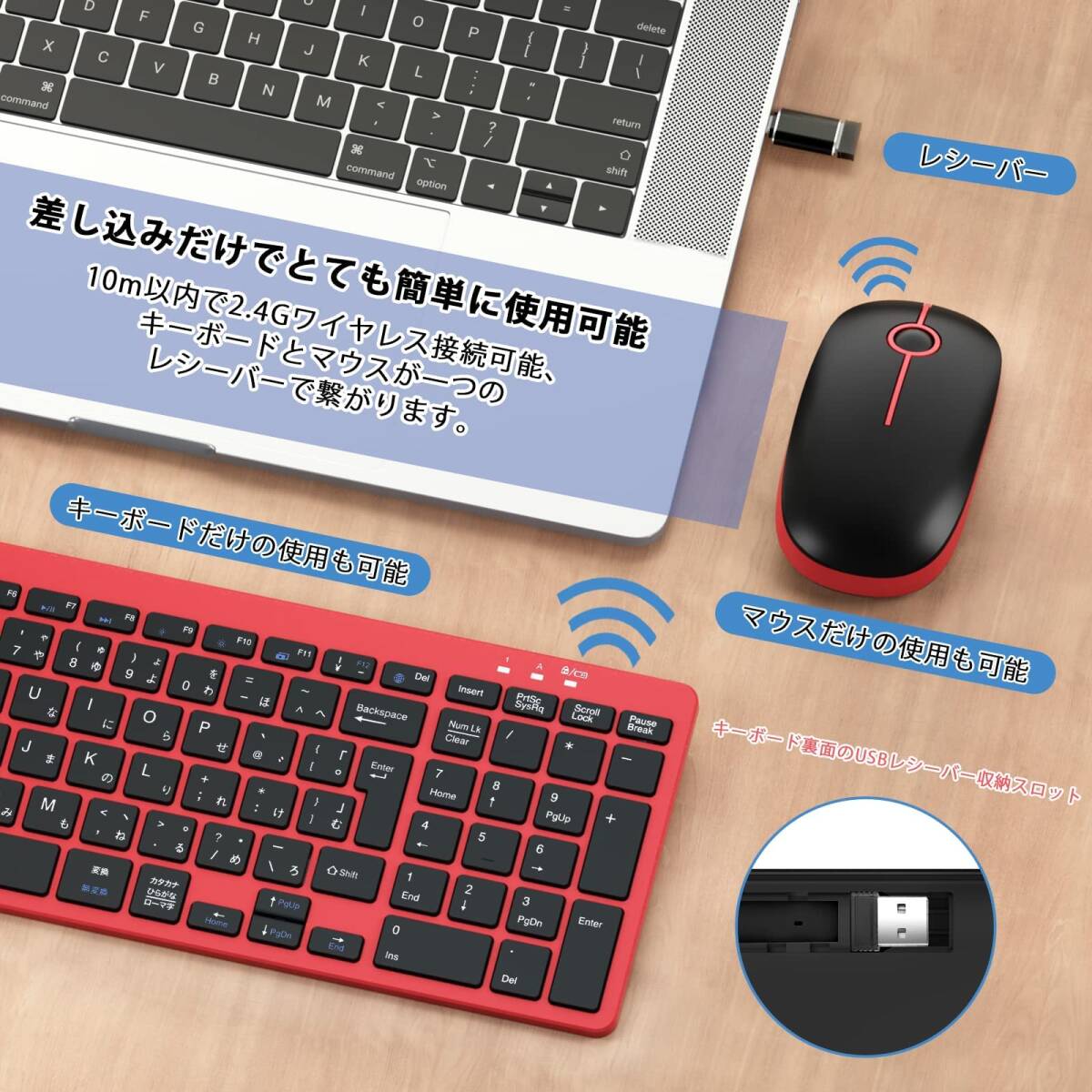 変換アダプタ付き Type-C?USB-A キーボードマウスセット キーボード