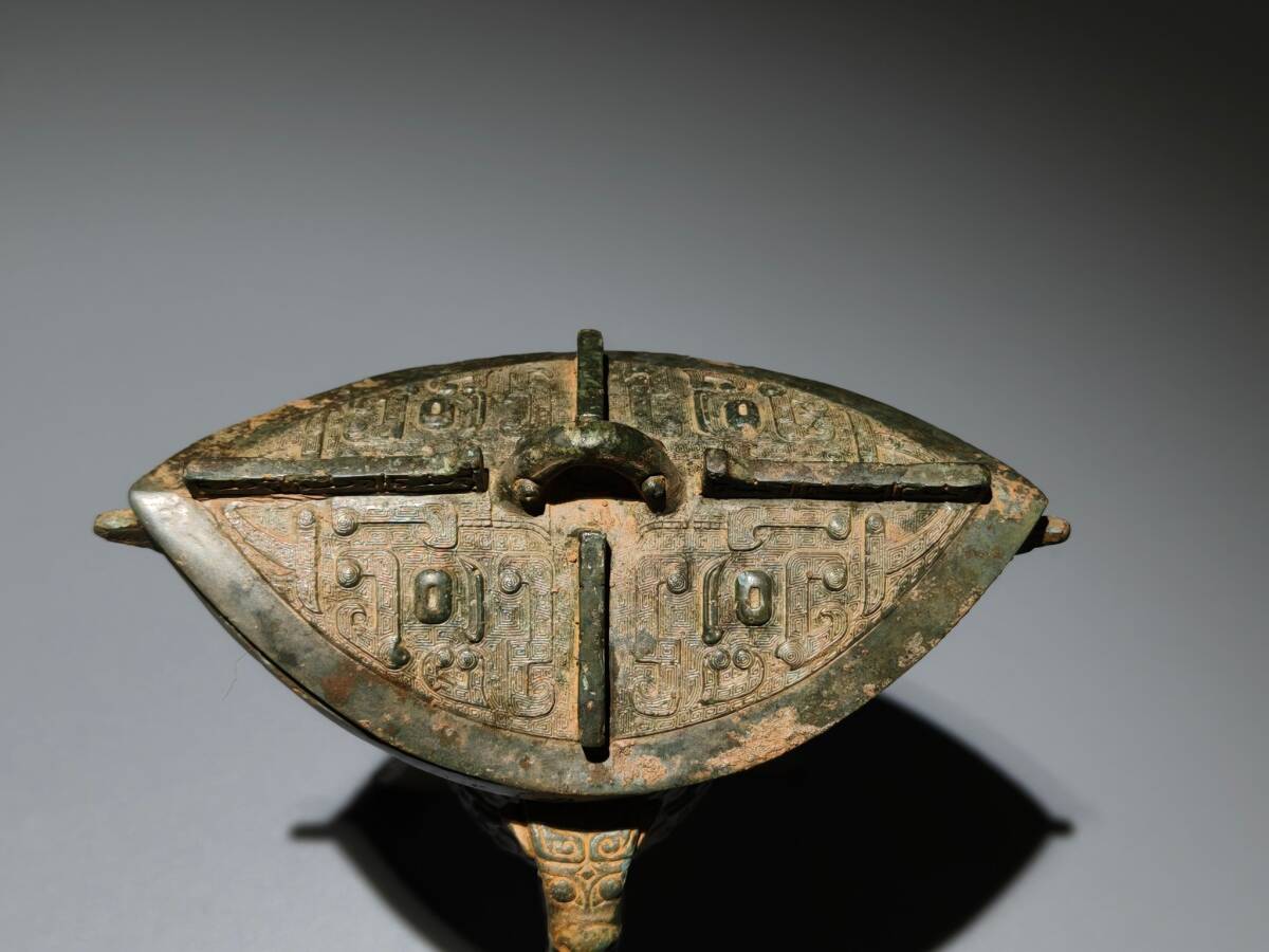 漢時代 古銅彫 青銅器 獸面紋 角杯 酒杯 青銅 時代物 古董品 古