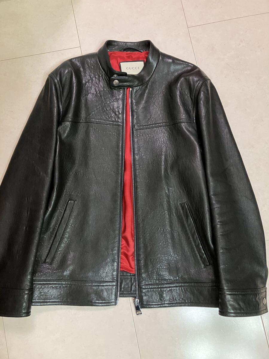 GUCCI グッチ レザージャケット シングルライダー 48 ブラック 本革
