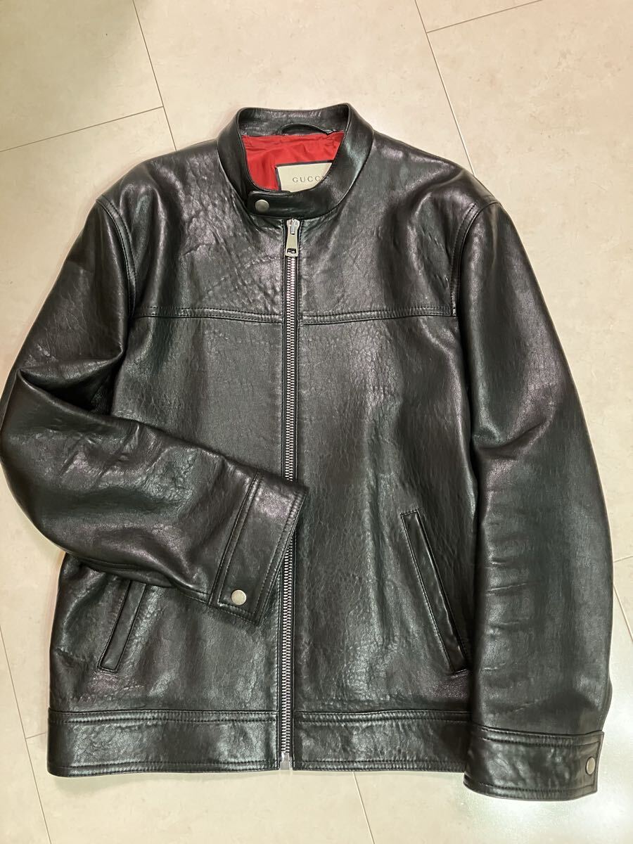 GUCCI グッチ レザージャケット シングルライダー 48 ブラック 本革