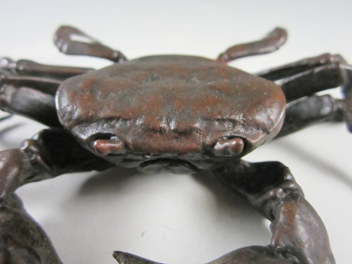 阡》時代 安之介作 自在蟹 古銅置物 精密細工 金工師／超絶技巧
