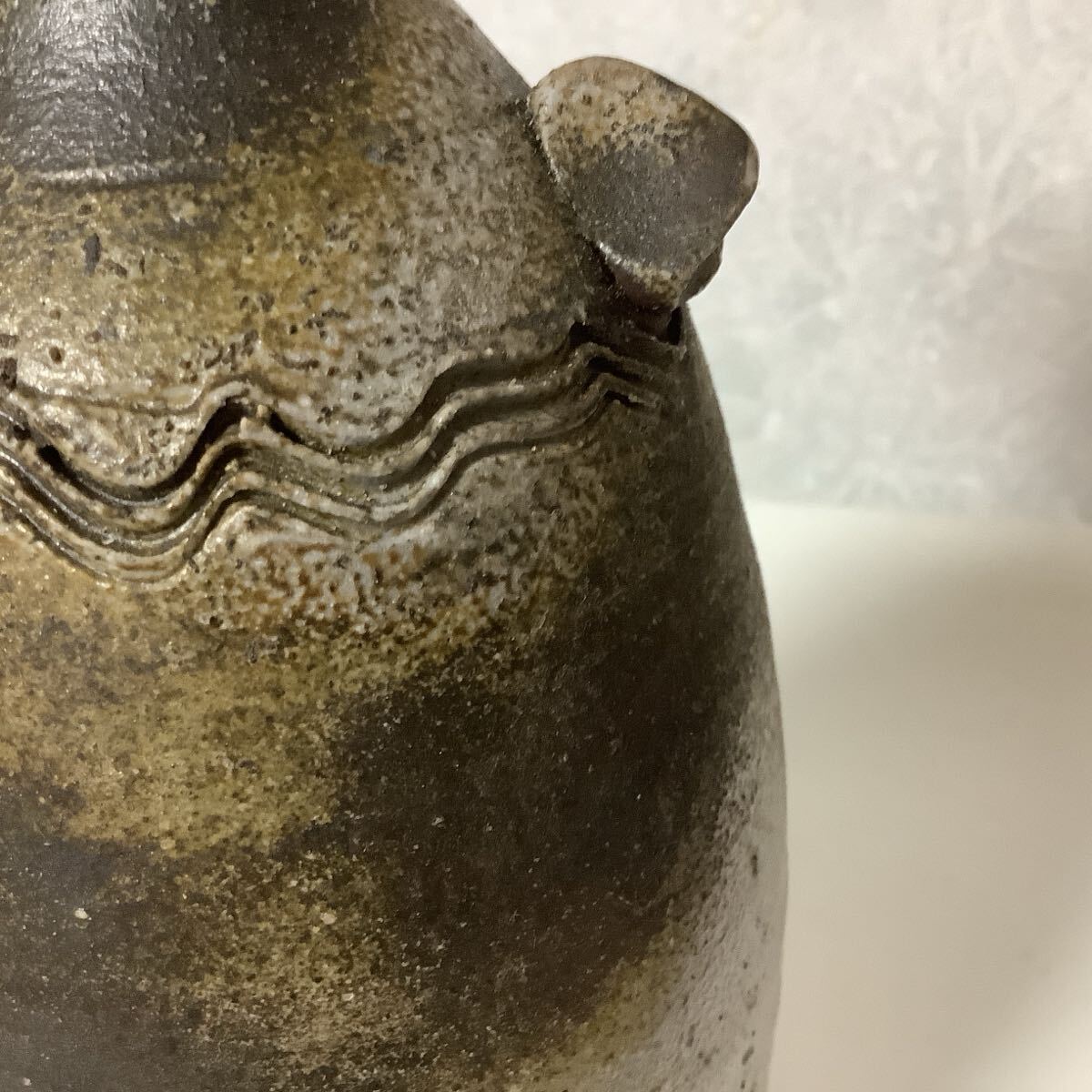 アンティーク 備前焼 花瓶 花入 陶春 徳田兼春 陶春作 箱付 美