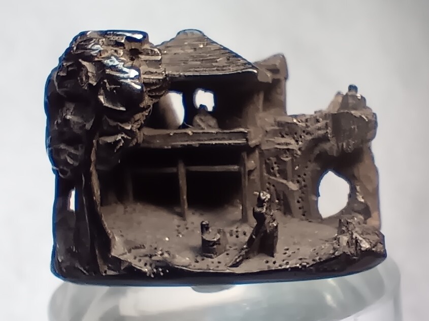 海松（黒珊瑚）彫 在銘 根付 「蓬莱山」神仙思想 破損無 超絶技巧名品