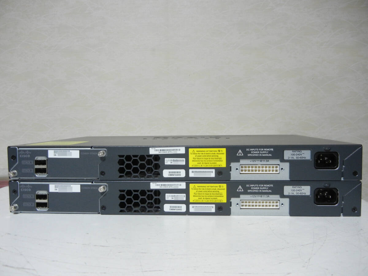 中古】2台SET Cisco WS-C2960X-48TS-L Catalyst 2960-Xシリーズ Stack