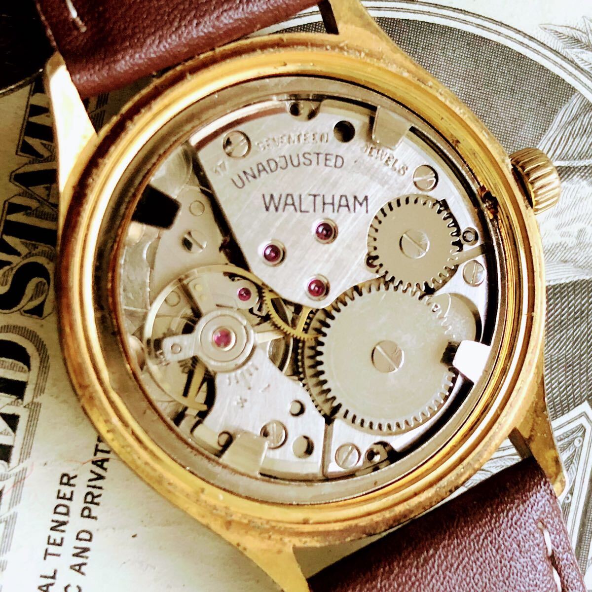 3813【渋くてお洒落】メンズ 腕時計 ウォルサム 動作品 17石