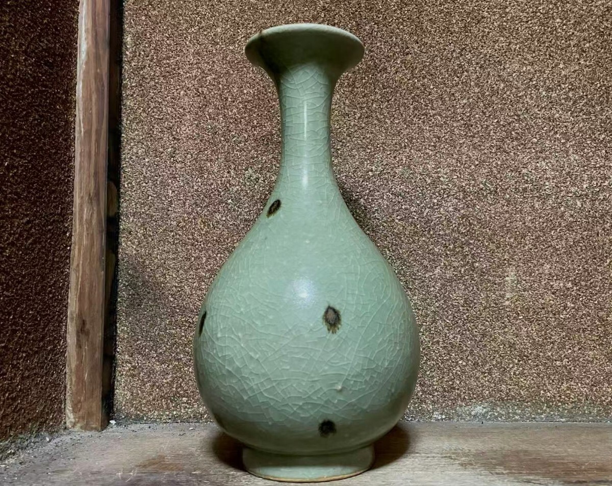 コレクター放出品 中国古美術 玉壺春瓶 龍泉窯 天龍寺 青磁 骨董品 唐