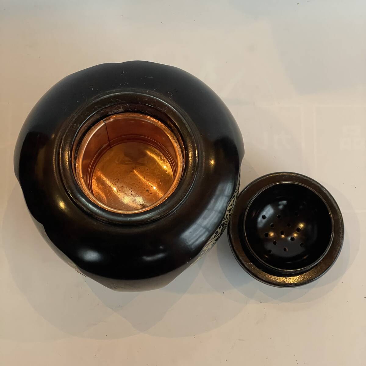 輪島塗 香炉 紫檀 蒔絵 越山 三つ足 山水 阿古陀 漆 金箔 螺鈿細工 骨董