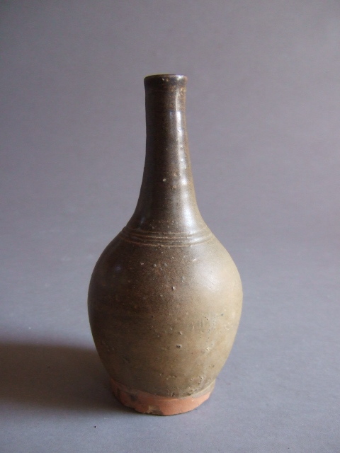 超逸品17世紀琉球古壺屋焼中型瓶子酒器徳利見立ての花生け