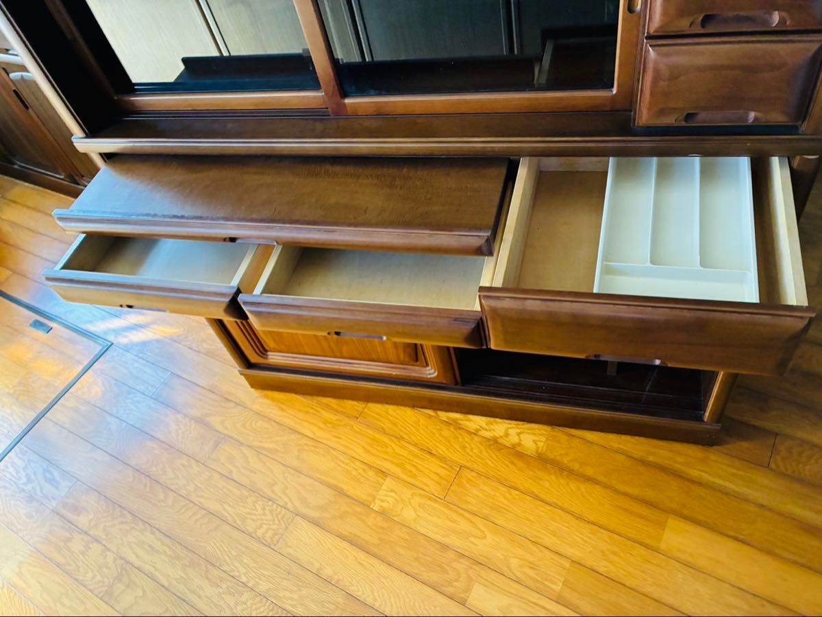 北九州発 カコークラフト工業 食器棚 アンティーク 上下 木製 引き出し