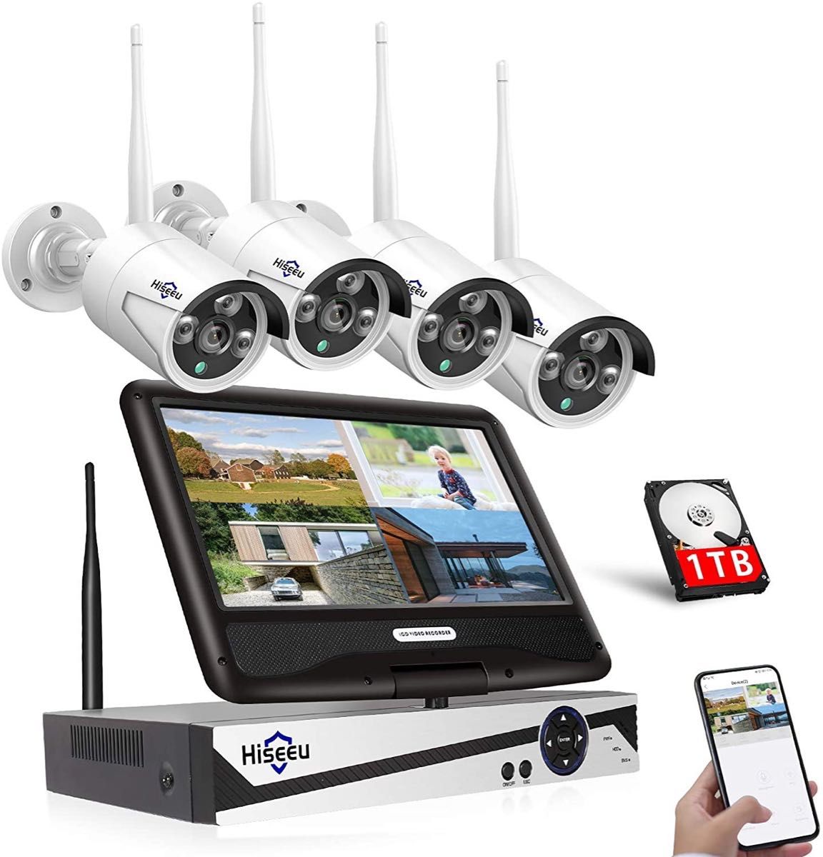 Aランク】1TBHDD内蔵NVR本体500万画素カメラ4台セット 価格