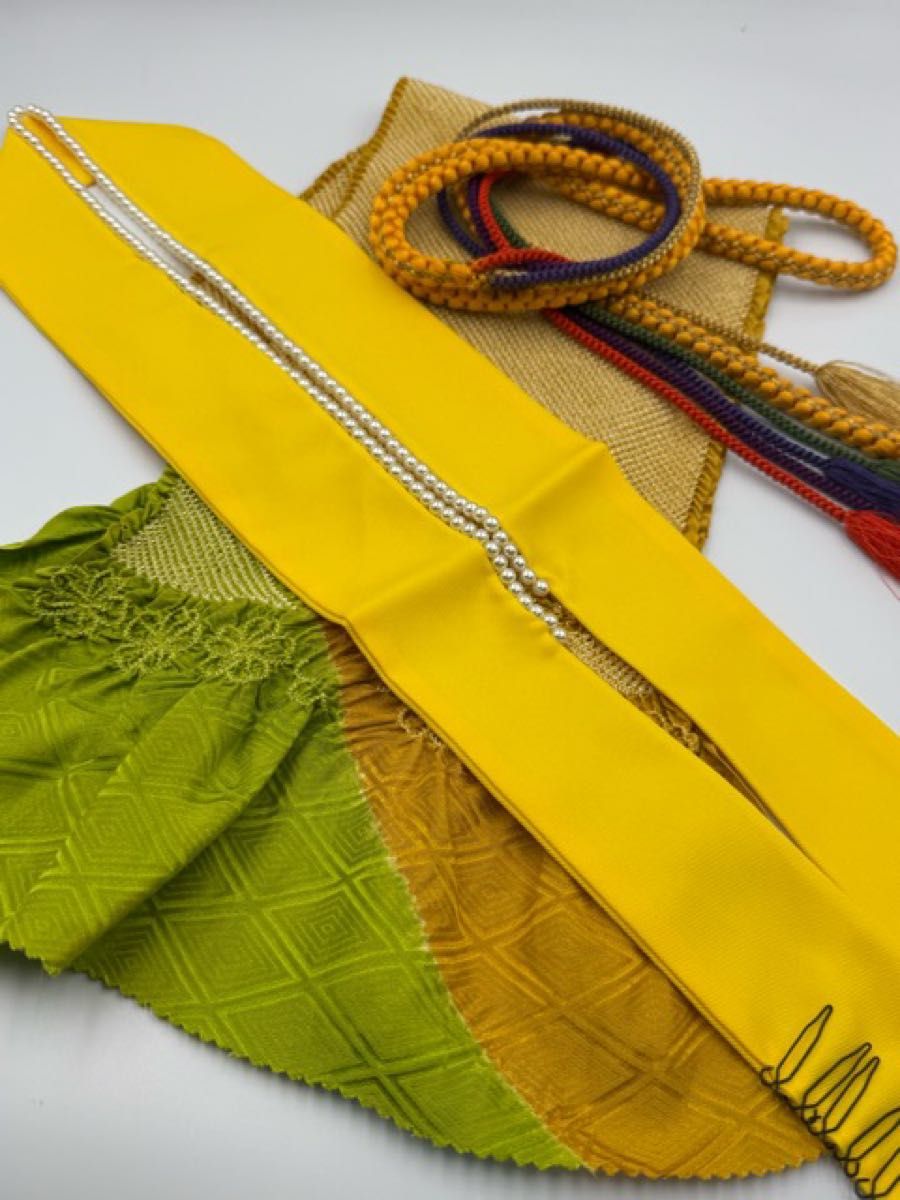 振袖】6471正絹総絞り帯揚げ＆重ね衿 帯締めセット 成人式 振袖 和装