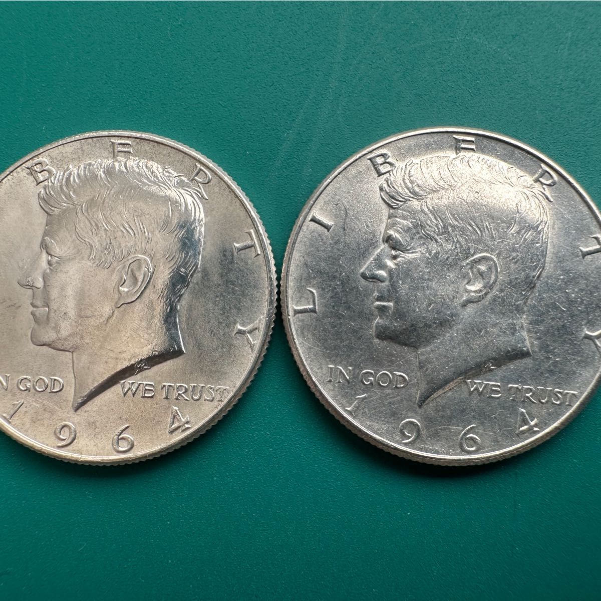 アメリカ 1964年 ケネディ ハーフダラー 本物 銀貨 50セント 2枚