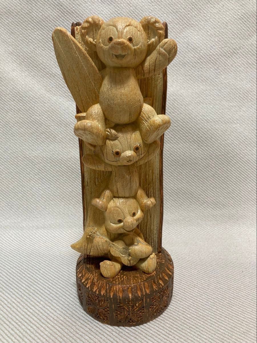 ハワイ ディズニーリゾート アウラニ限定 ダッフィーフレンズ 木彫り