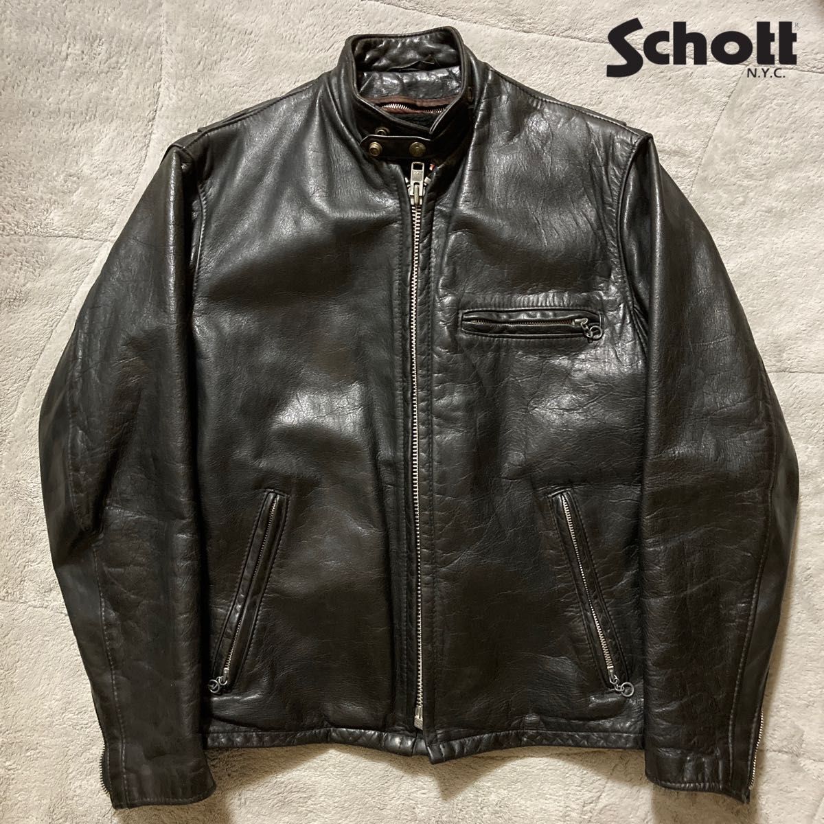 90s Schott ショット 米国製 141 シングルライダースジャケット ボア