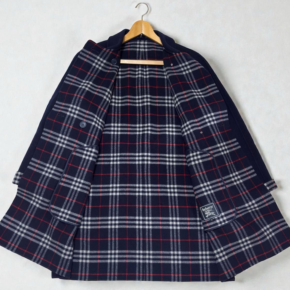 希少金ボタン】美品 バーバリー ピーコート チェック ダブルフェイス