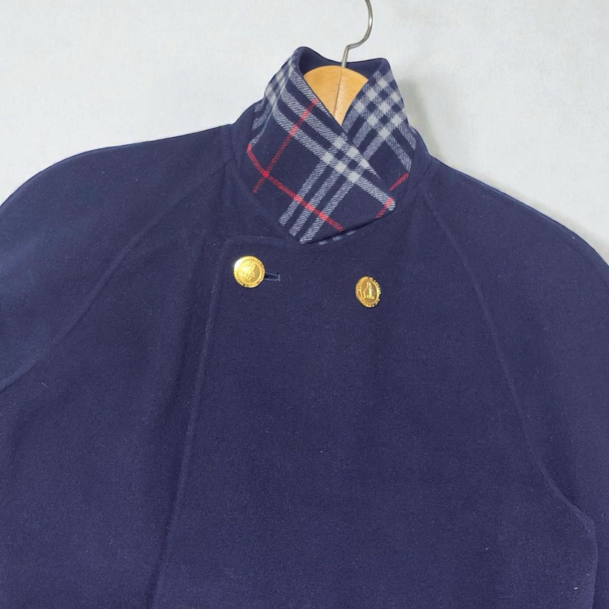 希少金ボタン】美品 バーバリー ピーコート チェック ダブルフェイス