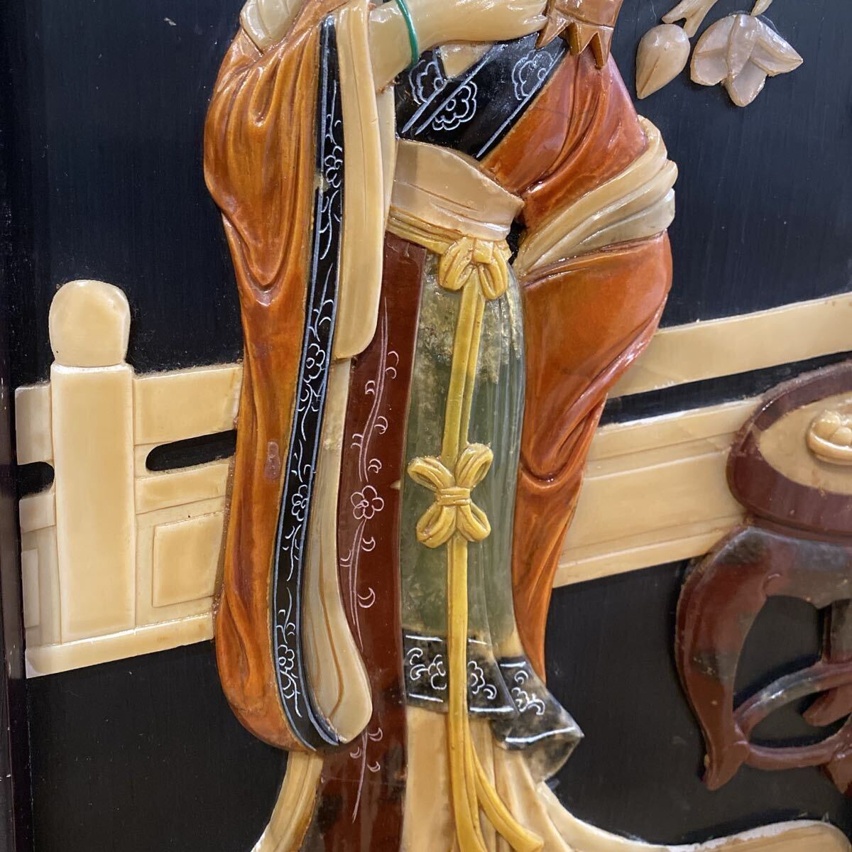 高級中国骨董 楊貴妃 貴妃醉酒 玉石絵画 工芸品 中国美術 高級中国骨董